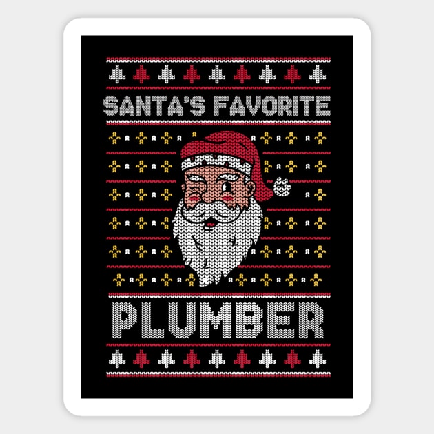 Santa's Favorite Plumber // Funny Ugly Christmas Sweater // Plumbing Holiday Xmas Magnet by Now Boarding